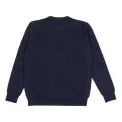 Plain-strikket uldsweater med broderi
