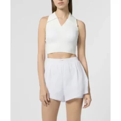 Polo Neck Cropped Top