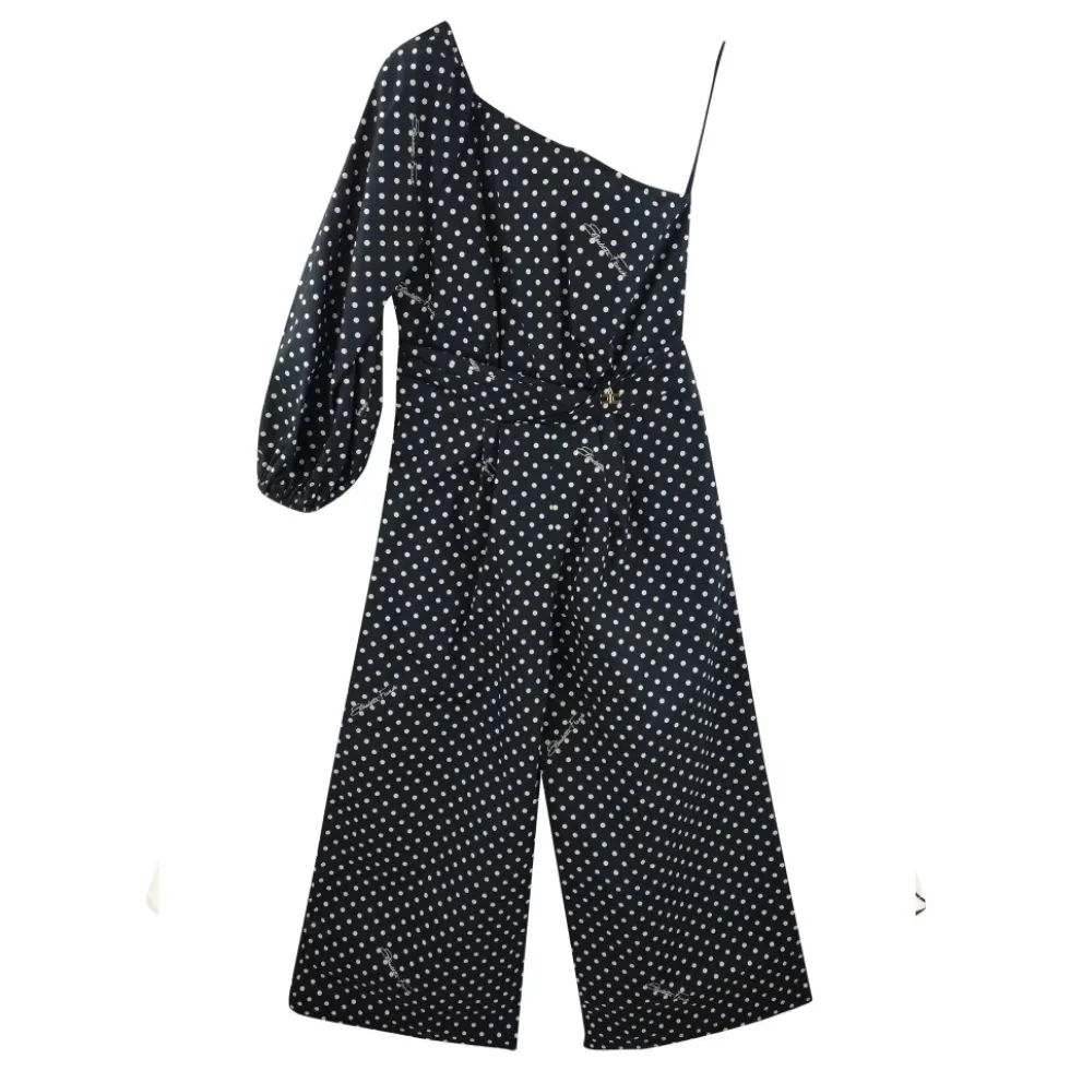 Poplin jumpsuit med polkaprikker