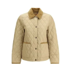 Quiltet jakke med corduroy trim