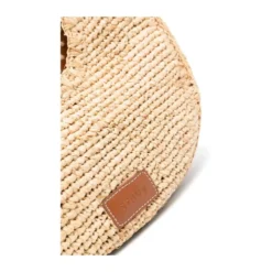 Raffia Vævet Taske med Læderkant