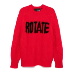 Rød Intarsia-Strik Trøje med Logo