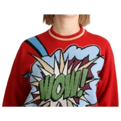 Rød Strikket Cashmere Cartoon Top Sweater