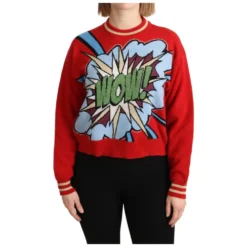Rød Strikket Cashmere Cartoon Top Sweater