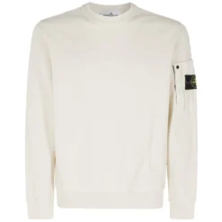 Regular Fit Ripstop Pocket Cotton Fleece Crew Neck Sweatshirt