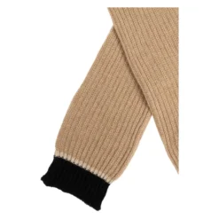 Ribbed Lange Handsker Beige Logo