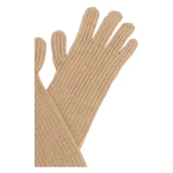 Ribbed Lange Handsker Beige Logo