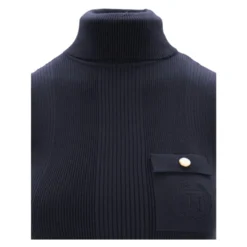 Ribbet ærmeløs turtleneck sweater