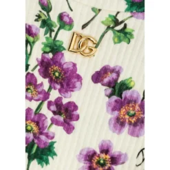 Ribbet top med blomstermotiv