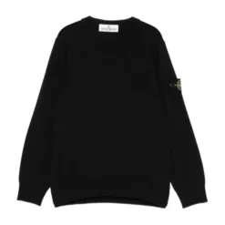 Ribstrikket sweater med rund hals