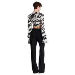 Ruffled love letter knotted crop shirt
