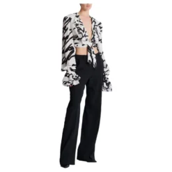 Ruffled love letter knotted crop shirt