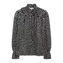 Ruffled Silk Jacquard Bluse