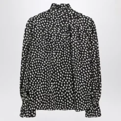 Ruffled Silk Jacquard Bluse