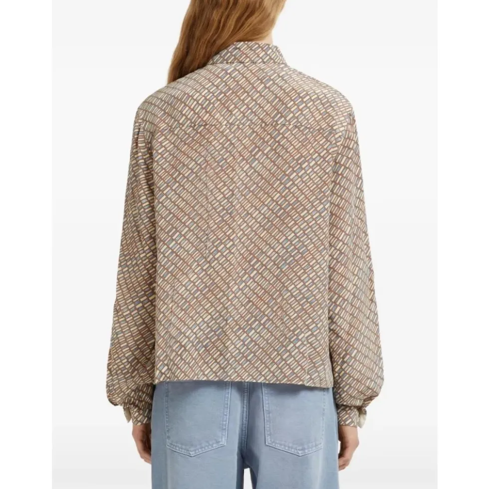 Ruffle Printet Skjorte
