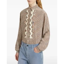 Ruffle Printet Skjorte