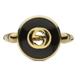 Sammensatte ring i gult guld, onyx og diamant