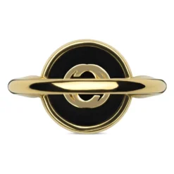 Sammensatte ring i gult guld, onyx og diamant