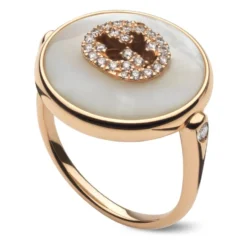 Sammensatte ring i lyserød guld, mop, diamanter, gg pavé