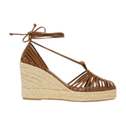 Sandaler med flettet læder og platform