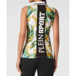 Scratch-print Ærmeløs Polo Shirt