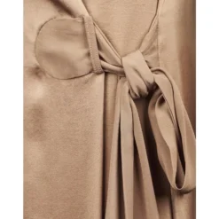 Shiny Stretch Silk Satin Crossed Dress