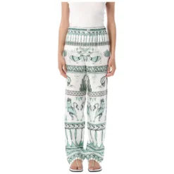 Silke Twill Bukser med Print