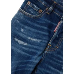 Skyggeblå lige jeans med slid - 642 Jean
