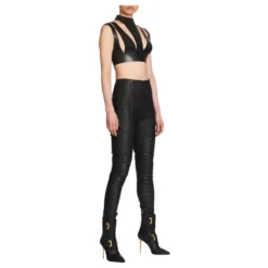Slim-fit læderbukser