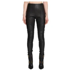Slim-fit læderbukser
