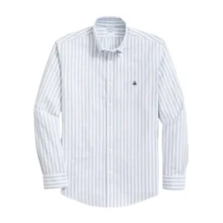 Slim Fit Non-Iron Plaid Stretch Oxford skjorte med Button Down krave