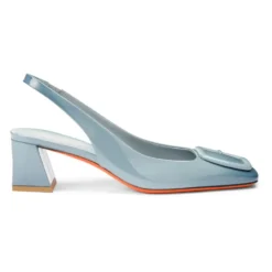 Slingback med mellemhøj hæl i laklæder