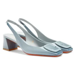 Slingback med mellemhøj hæl i laklæder