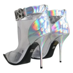Sølv Iridescent PVC Ankelstøvler med Spænde