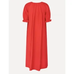 2507 Solid Viscose Puff Sleeve Detail Long Dress