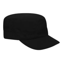 Sort Bomuld Army Cap med Skjult Lomme