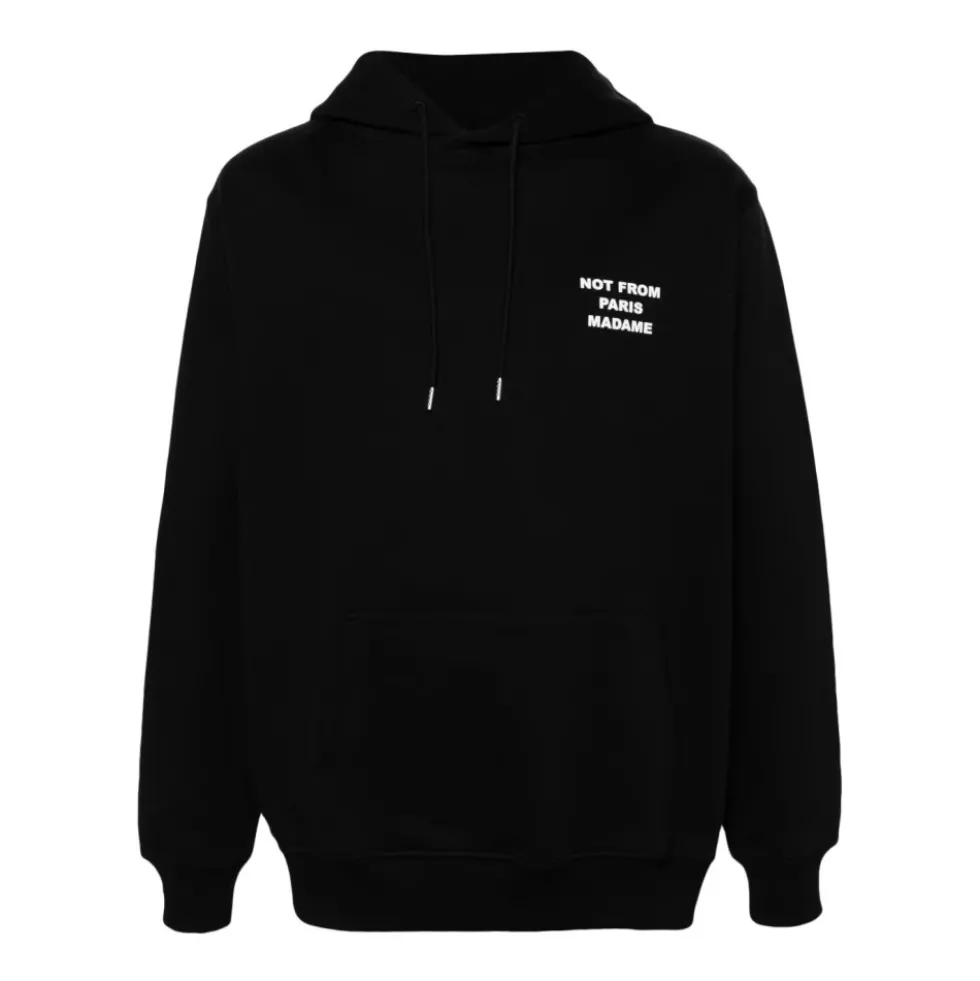 Sort bomulds sweater med slogan