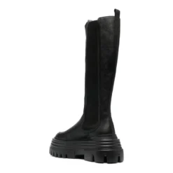 Sort Calf Grained Lange Støvler