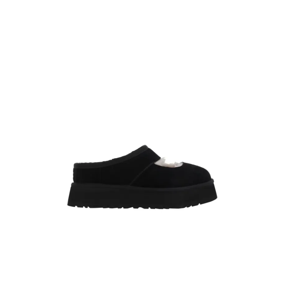 Sorte flade slip-on sko med cut-out detalje