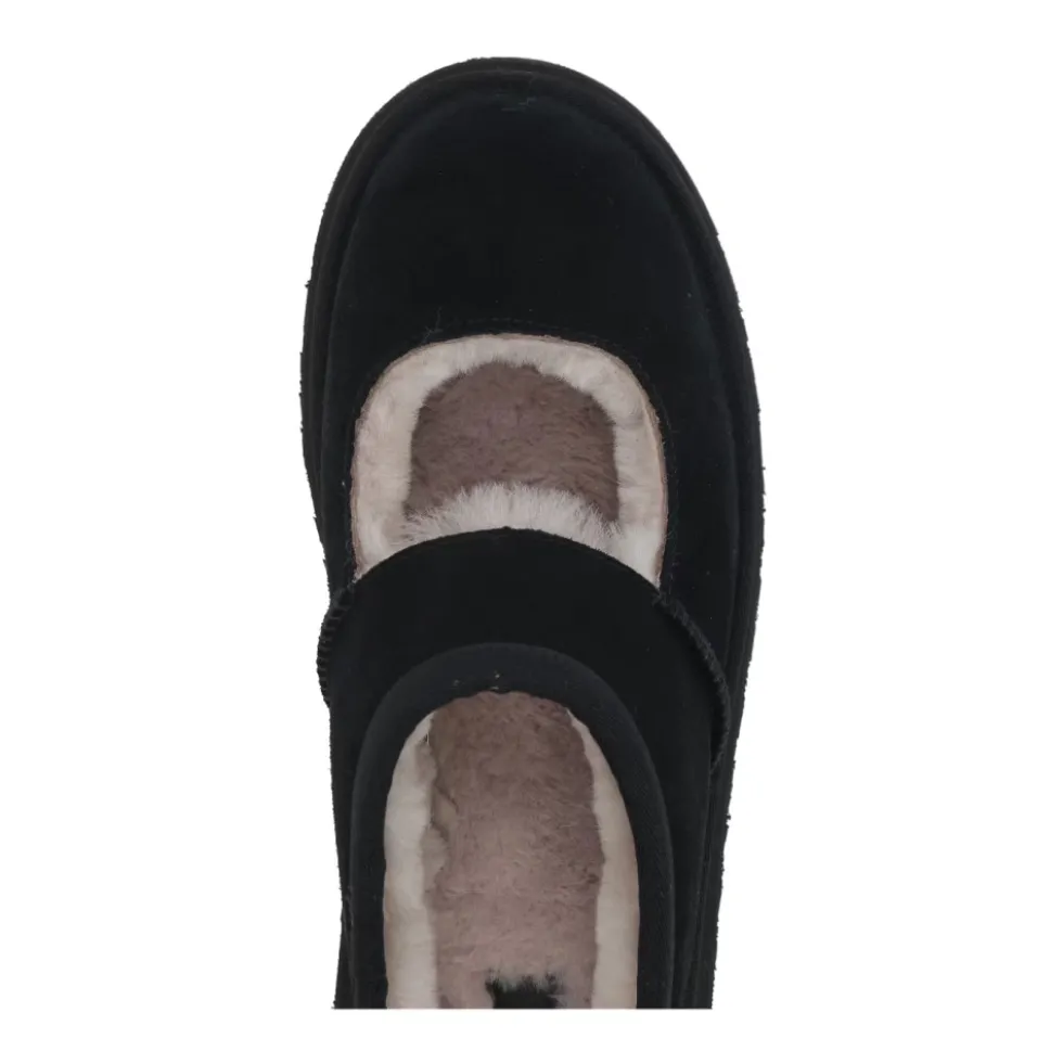 Sorte flade slip-on sko med cut-out detalje