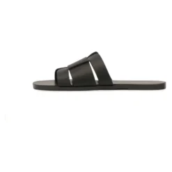 Sorte flip-flops med flad sål