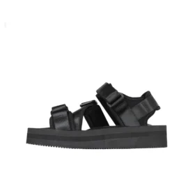 Sorte nylon sandaler med velcrolukning