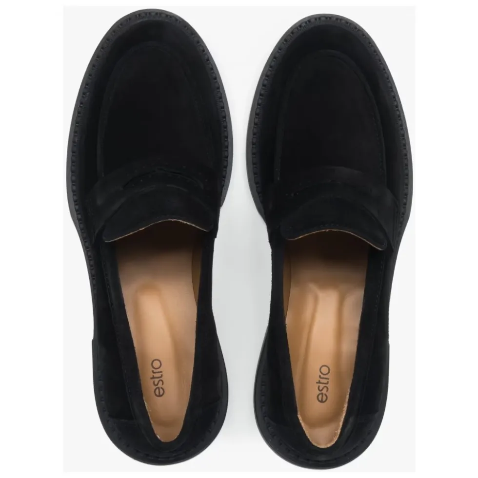 Sorte Penny Loafers til kvinder lavet af italiensk ægte velour