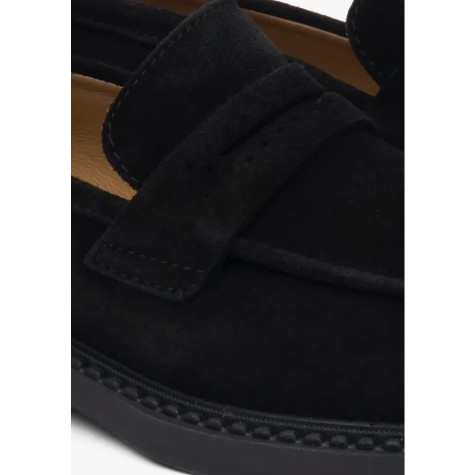 Sorte Penny Loafers til kvinder lavet af italiensk ægte velour