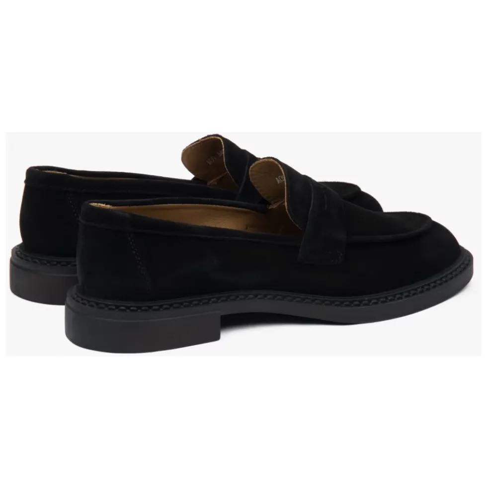 Sorte Penny Loafers til kvinder lavet af italiensk ægte velour