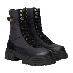 Sorte snørestøvler med biker-look