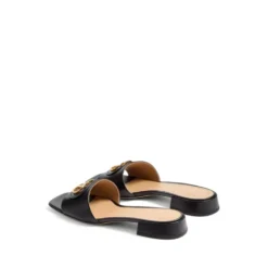 Sort firkantet sandal med åben tå