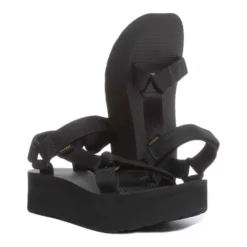Sort Flatform Sandal med Rem