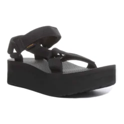Sort Flatform Sandal med Rem