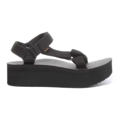 Sort Flatform Sandal med Rem